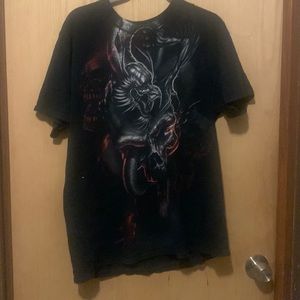 Vintage Skull and Dragon megaprint t